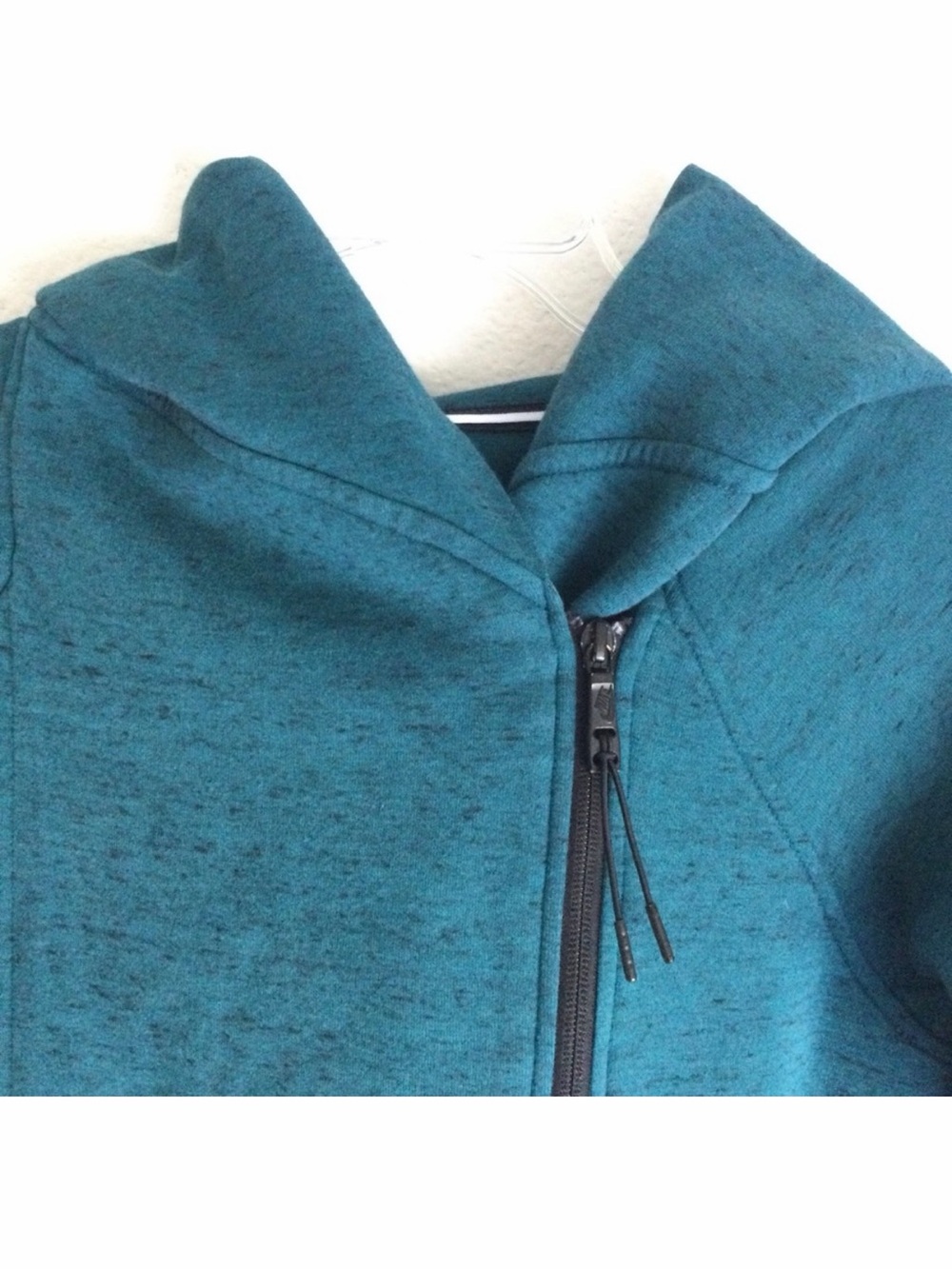 Nike Women’s Teal Tech Fleece Cape Hoodie Pullover Asymmetrical Zipup - Picture 4 of 7